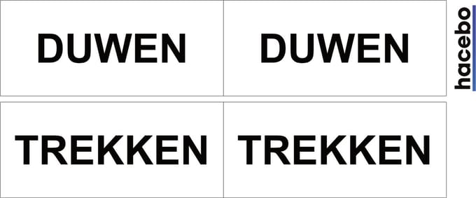 Deursticker Set Duwen Trekken Horizontaal - 7x3 cm - Set van 4 stuks - Wit met zwarte tekst - Push en Pull - UV en Waterproof