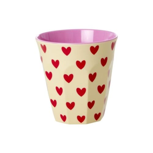 Rice melamine beker medium darling hearts creme