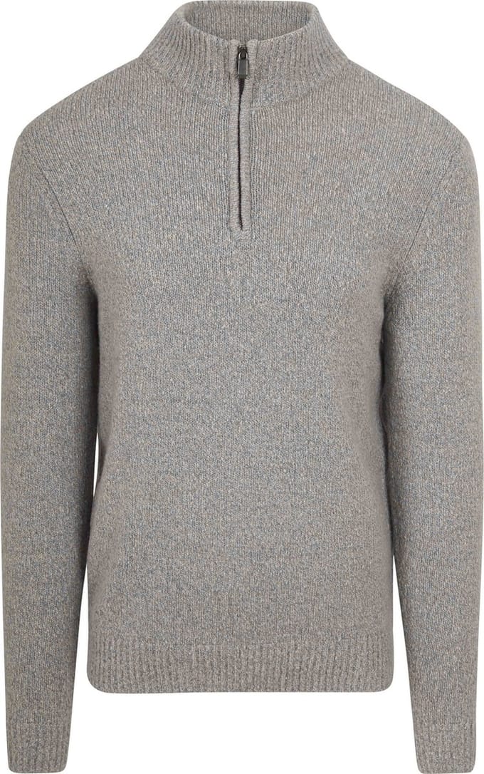 Suitable Half Zip Pullover Boiled Wool Grijs - Maat S - Heren - Quarter zip - Schipperstrui met rits - Volwassen mannen