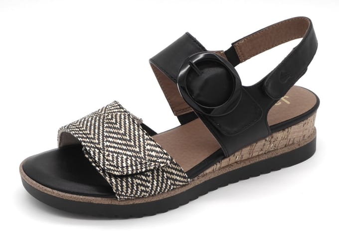 Jana Dames Sandalette - 28776-030 Zwart/Combi - Wijdte H - Maat 37
