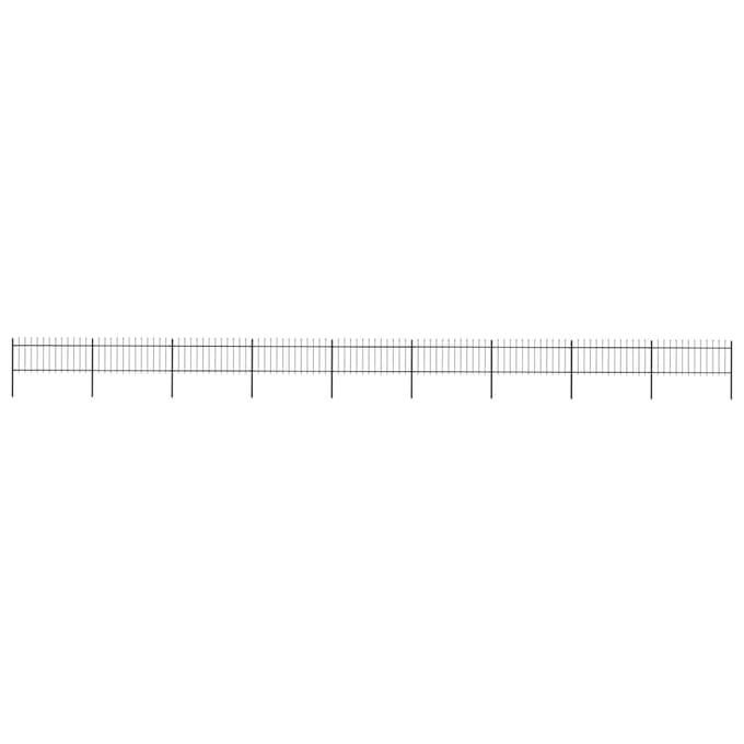 vidaXL - Tuinhek - met - speerpunt - staal - 1506x80 - cm - zwart