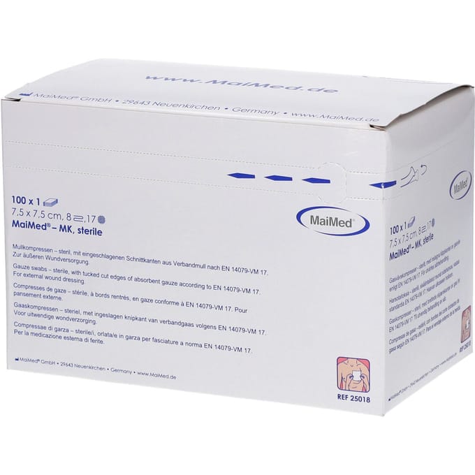MaiMed Kompres Steriel 7.5x7.5cm 100 Compressen
