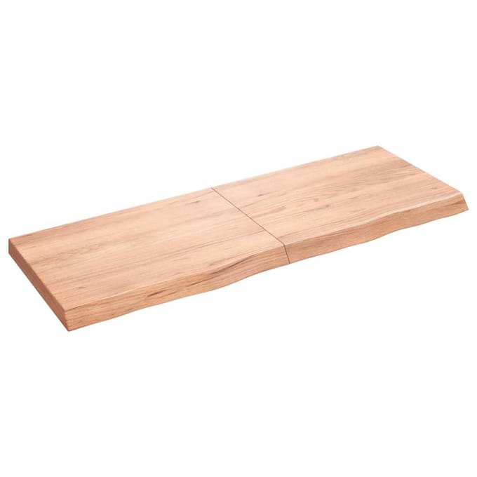 vidaXL - Wastafelblad - 140x50x(2-6) - cm - behandeld - massief - hout - lichtbruin
