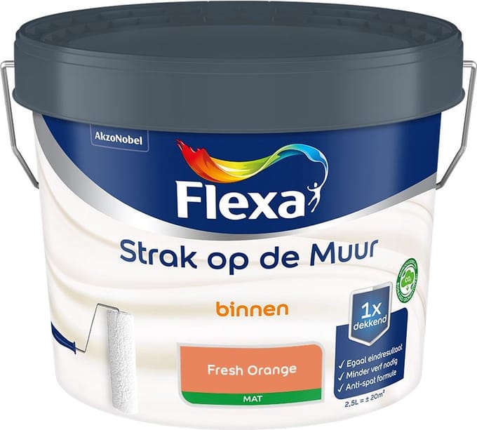 Flexa - Strak Op De Muur Binnen Mat - Fresh Orange - Mengverf - 2,5 L