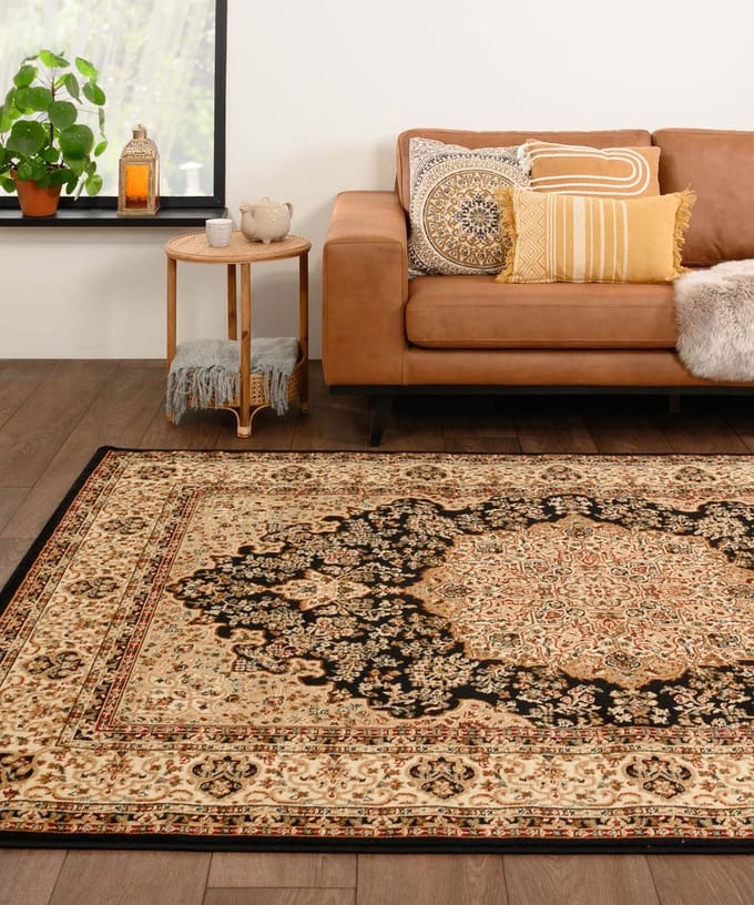 Perzisch tapijt - Mirage Treasure zwart/beige 80x150
