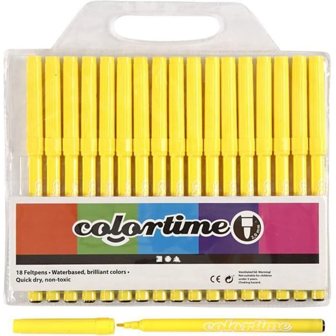 Colortime Stiften Lijndikte 2 Mm Citroengeel 18 Stuks