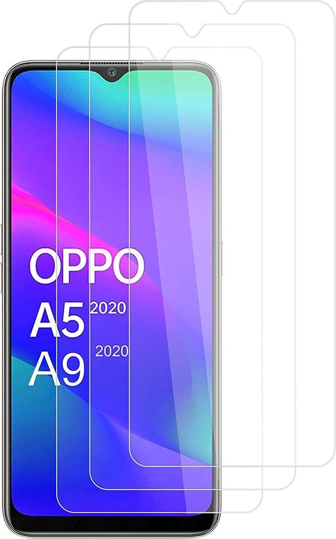 Screenprotector Geschikt voor: Oppo A5 2020 / Oppo A9 Screenprotector Glas - 3x Tempered Glass Screen Protector
