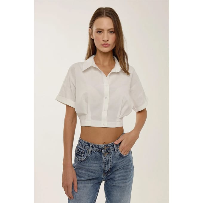 Korte Mouw Crop Shirt