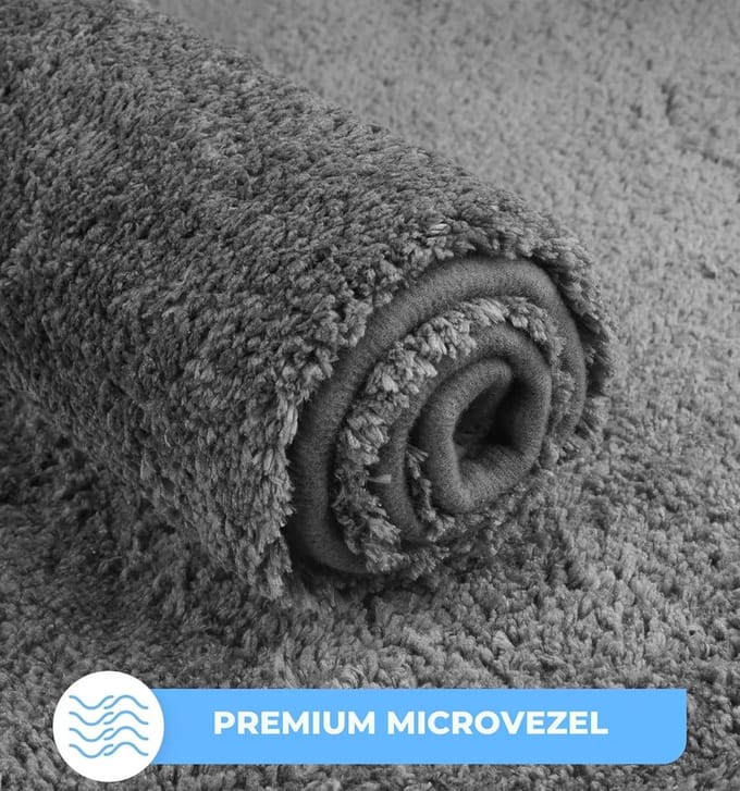 Famanu - Antislip Badmat Öko-Tex Gecertificeerd, Badmat van Langpolig Polyester, Zacht Premium Set (80x150 cm)