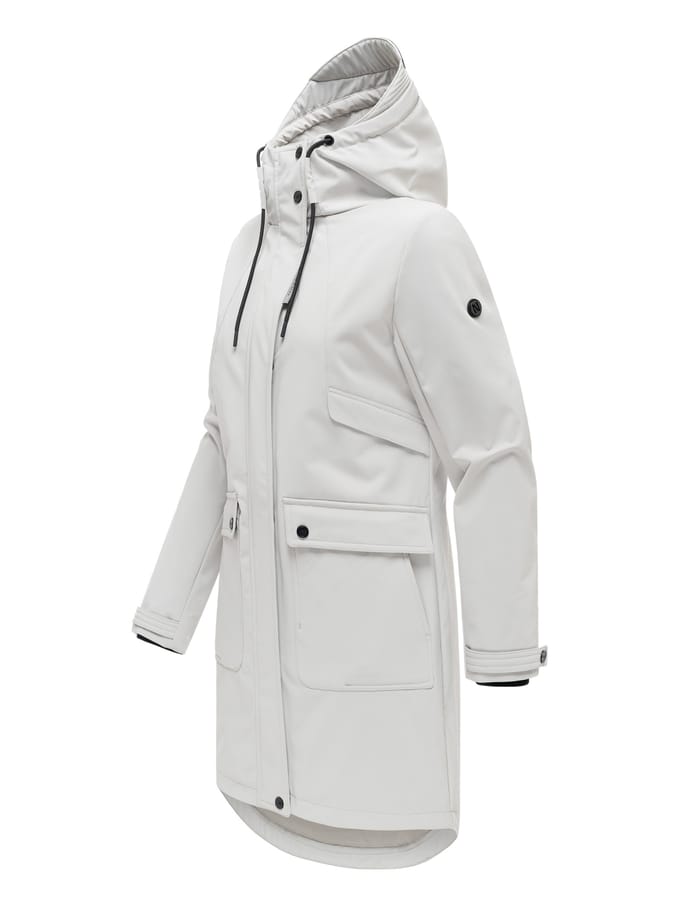 Navahoo dames softshell tussenjas Morgennebel met capuchon