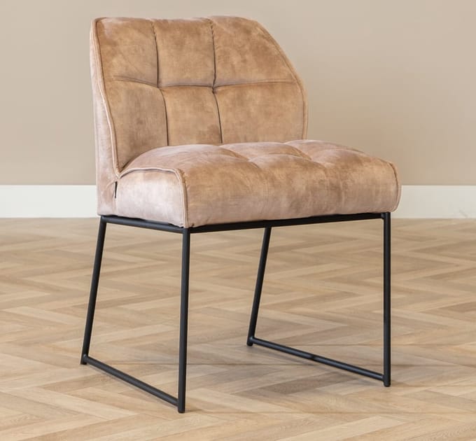 Bronx71® Velvet eetkamerstoel Janna taupe - stoel