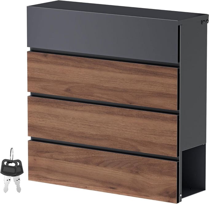 Brievenbus met vak - Postbak krantenvak - Post ontvangen - Soft-close demper - 370 x 130 x 413 mm - Antraciet