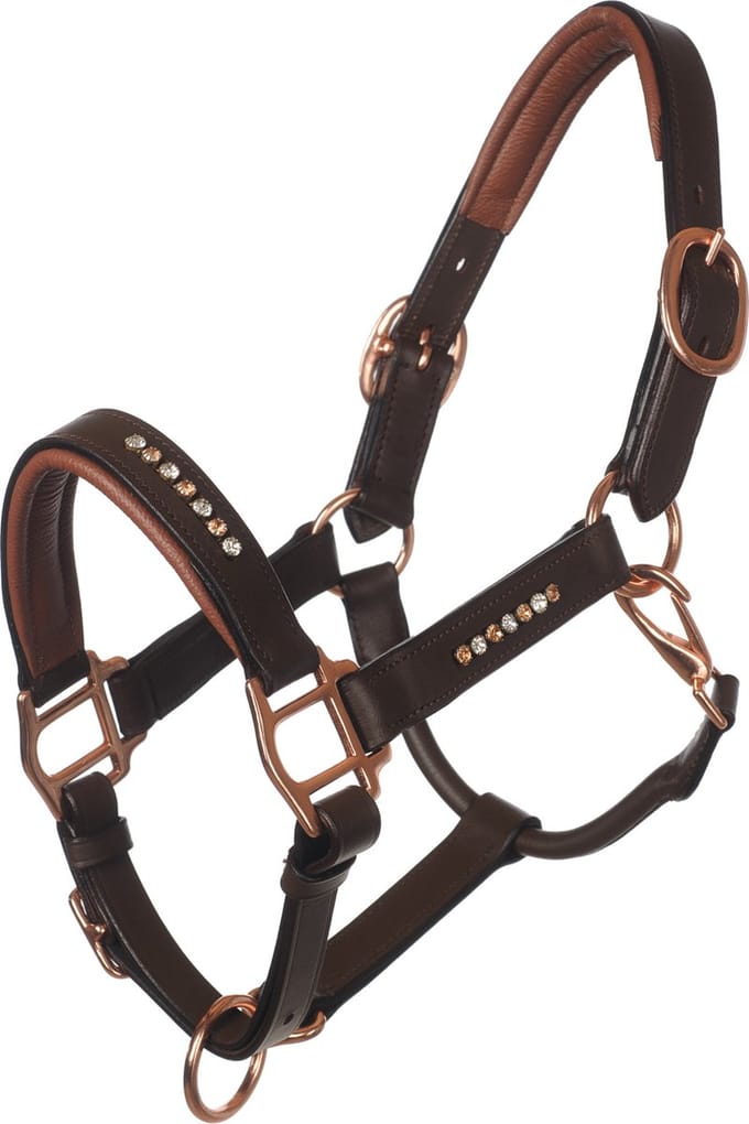 MHS Leren Halster Sparkle Extra Full Bruin-Roze