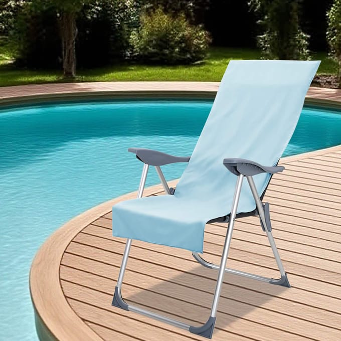 vidaXL - Buiten - Stoel - Handdoeken - 2 - st - Blauw - 130 - x - 60 - cm