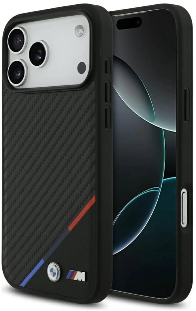 BMW M Carbon Tricolor Line MagSafe Case for iPhone 17 Pro Max - Black