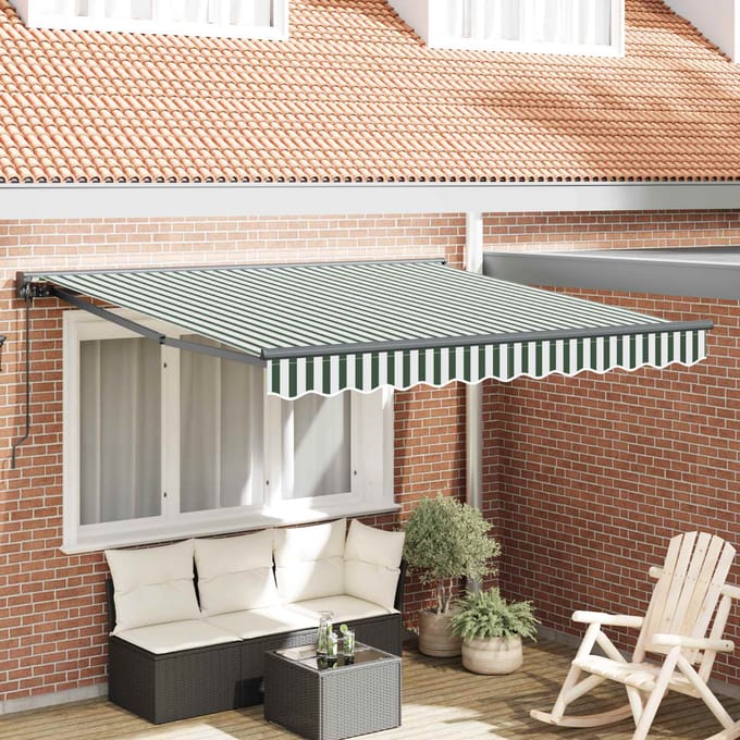 vidaXL Zijde Frame Groen en Wit 300 x 250 cm Polyester met PU-coating
