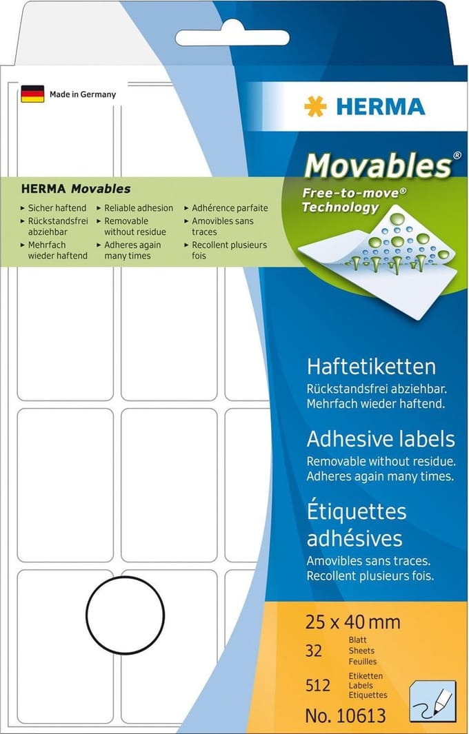 HERMA Zelfkl. etiketten  wit 25x40 mm 512 St.