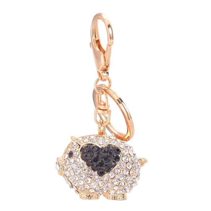 Mode Schattig Varkentje Koppel Vrouwen Sleutelhanger Sieraden Cadeau (Wit Zwart) beige