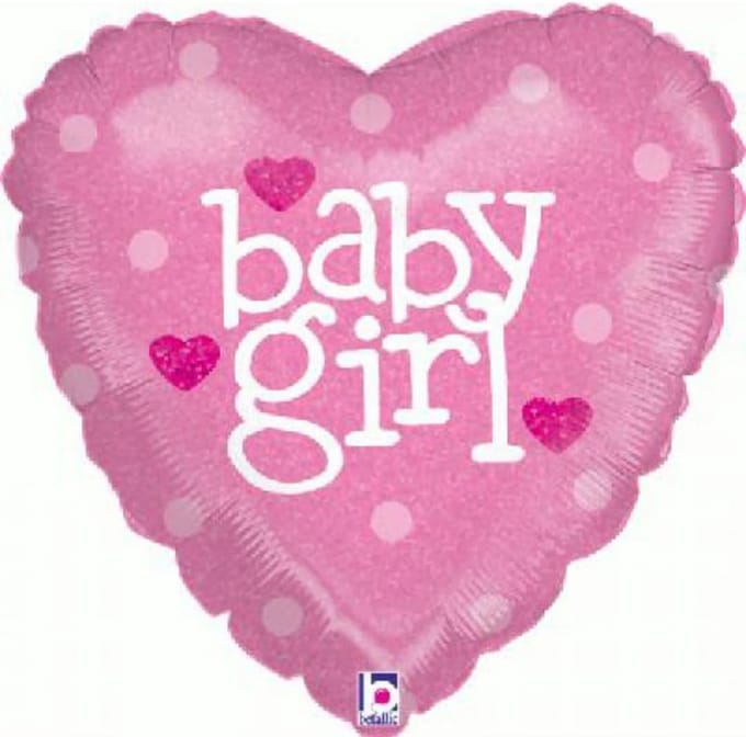 Folieballon baby girl hart 45 cm