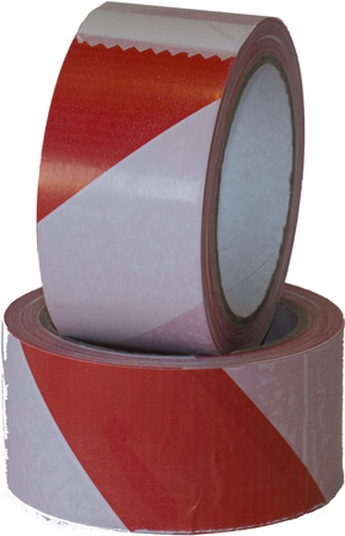Waarschuwingstape Budget rood/wit 50mmx66m - set 3 rollen