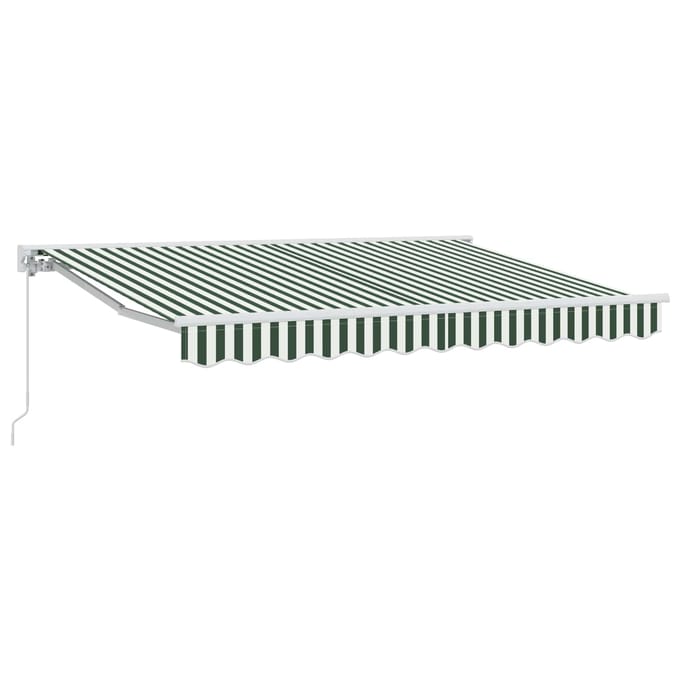vidaXL - Handmatig - uitschuifbare - luifel - Groen - en - Wit - 3 - x - 2,5 - m