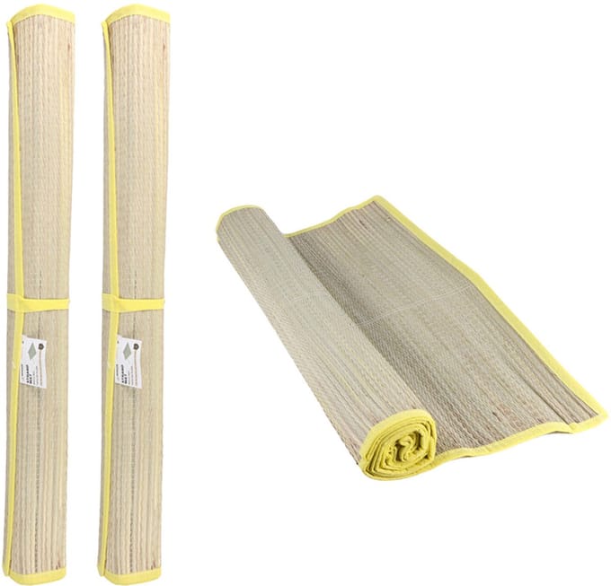 Benson Strandmat - 2x - riet - geel - 60 x 180 cm - zonmat / buitenmat