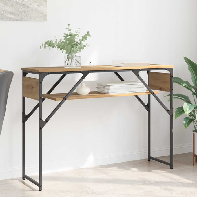 vidaXL - Consoltabel - Artisan - Eiken - Bewerkt - hout - 105x30x75cm
