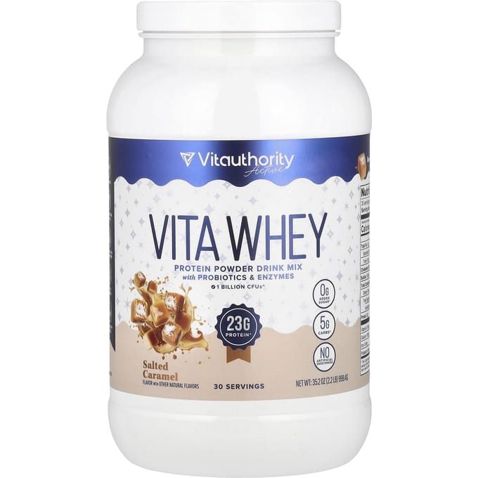 Vita Whey Proteïnepoeder, Gezouten Karamel, 998,4G (2,2 pond)