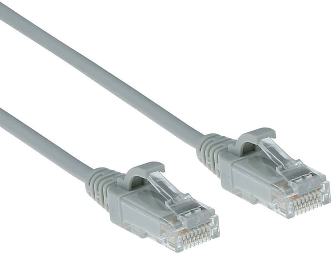 ACT Grijze 10 meter LSZH U/UTP CAT6 datacenter slimline patchkabel snagless met RJ45 connectoren DC9010