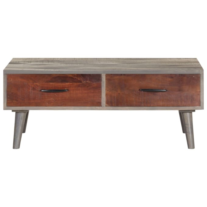 vidaXL - Salontafel - 100x60x40 - cm - massief - ruw - mangohout - grijs