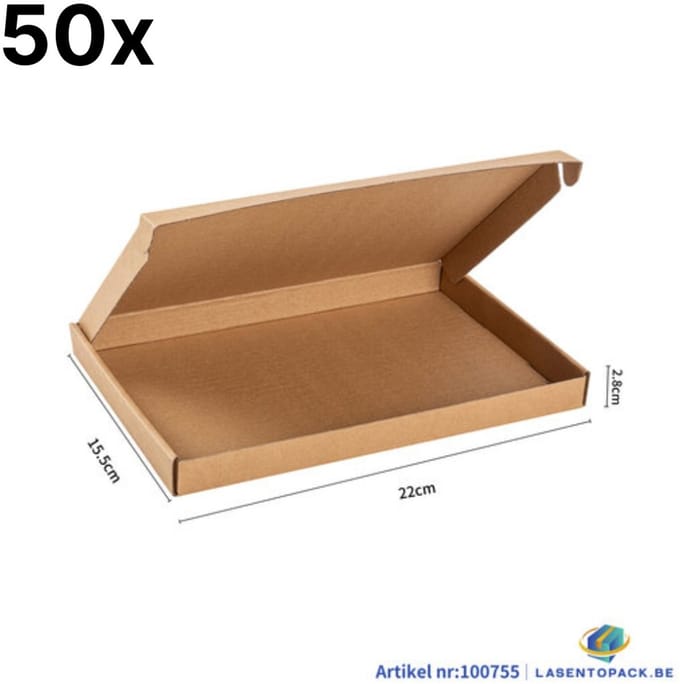 50x Brievenbusdoos A5 22x15.5x2.8 cm Bruin