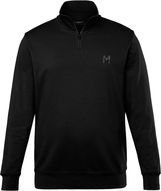 Men Plus - Heren - Sweattroyer basic kraag met rits - Zwart - Maat L