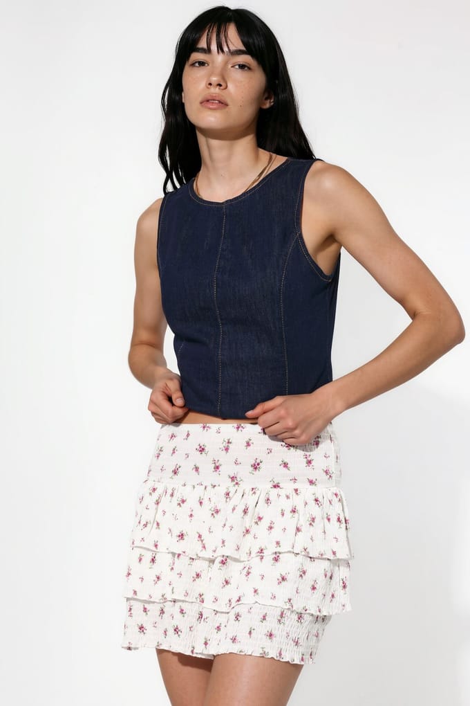 Floral Hoge Taille Mini Skaterrok