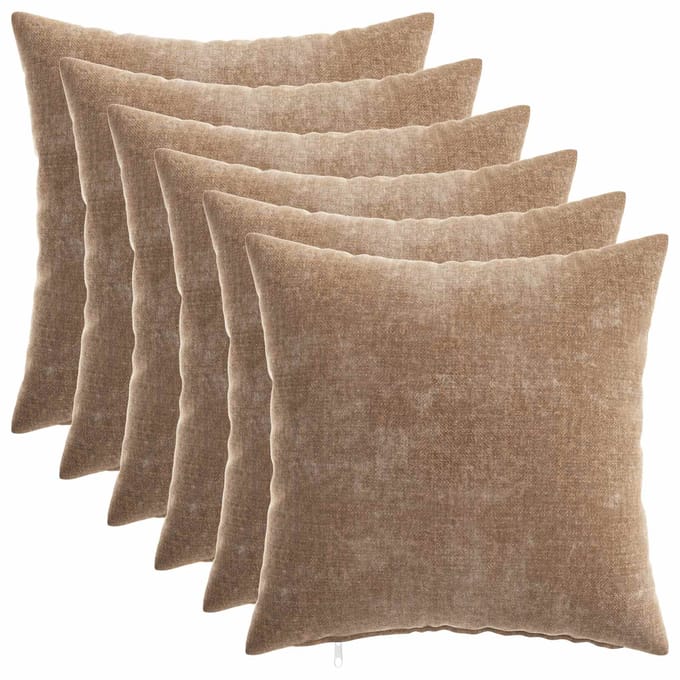 vidaXL - Kussensloop - 6 - st - HEERLEN - Bruin - 30 - x - 30 - cm - Chenille - Stof