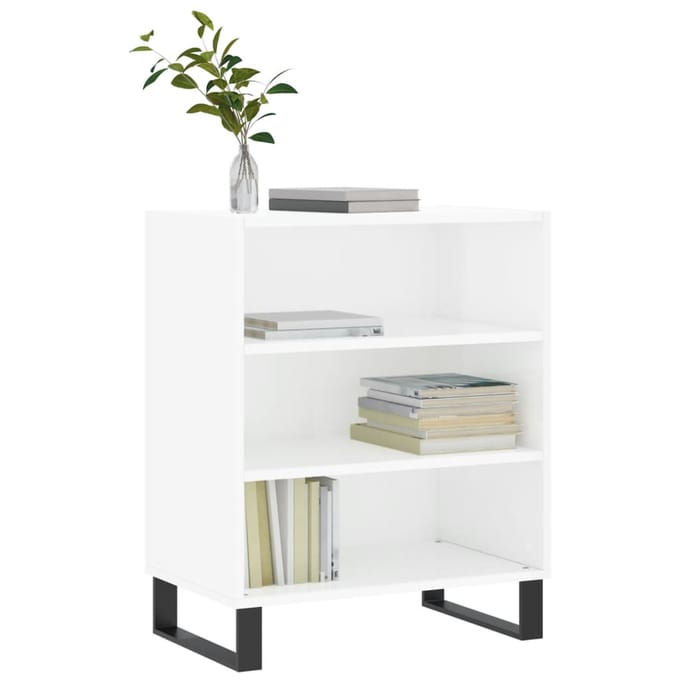 vidaXL - Dressoir - 57x35x70 - cm - bewerkt - hout - hoogglans - wit
