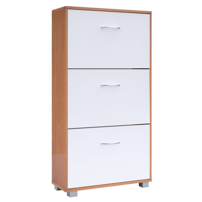 Schoenenkast – 3 Kleppen – 115x60x24cm – 18 Paar Beuken/Wit