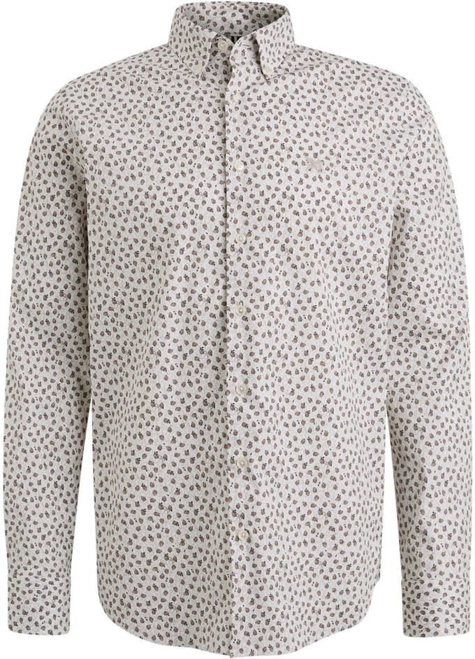 Vanguard Long Sleeve Overhemd Print Stretch - Ecru - Maat 3XL