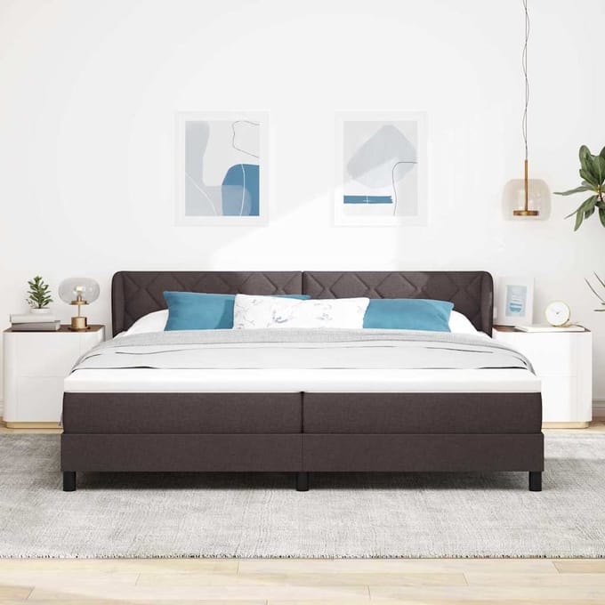 vidaXL - Boxspring - bed - met - hoofdeinde - Donkerbruin - 200 - x - 200 - cm - Stof