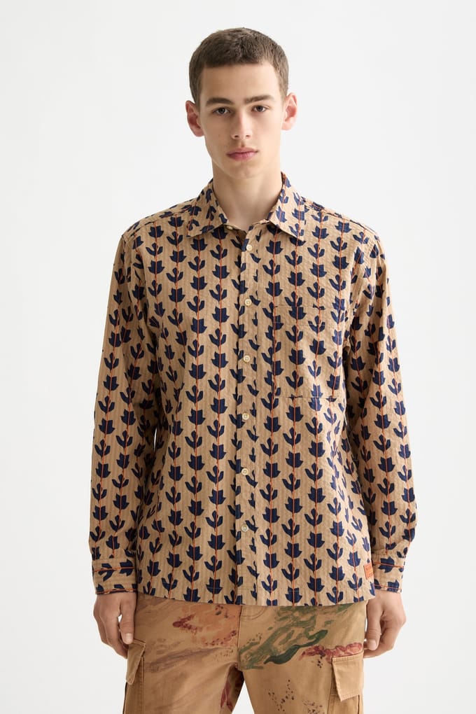 Scotch & Soda Structured Printed Shirt Ditsy Leaf Stripe Taglia: M | Camicie Casual Outlet | Uomo
