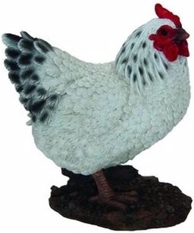 Esschert Design tuin dieren beeld - Kip - wit - 20 cm - polystone - boerderij thema