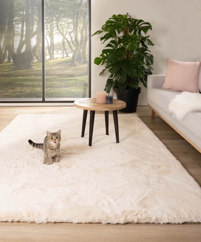 Fluffy vloerkleed - Comfy plus crème 80x150