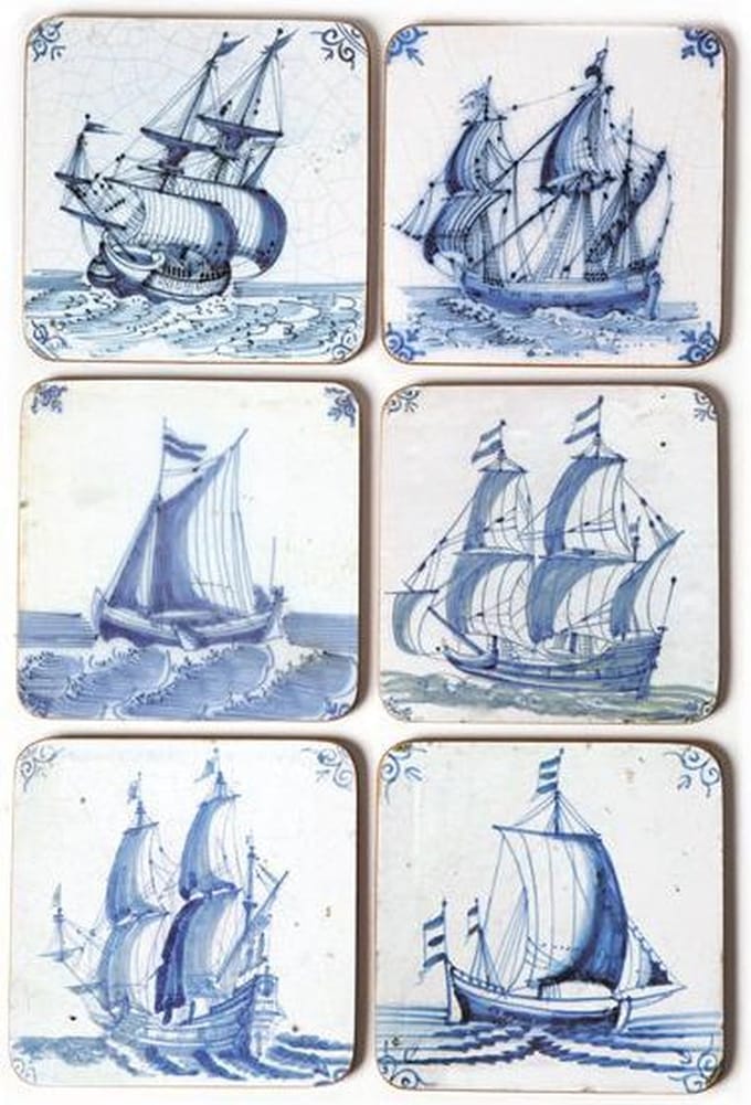 Onderzetters, Delfts blauwe tegels Schepen