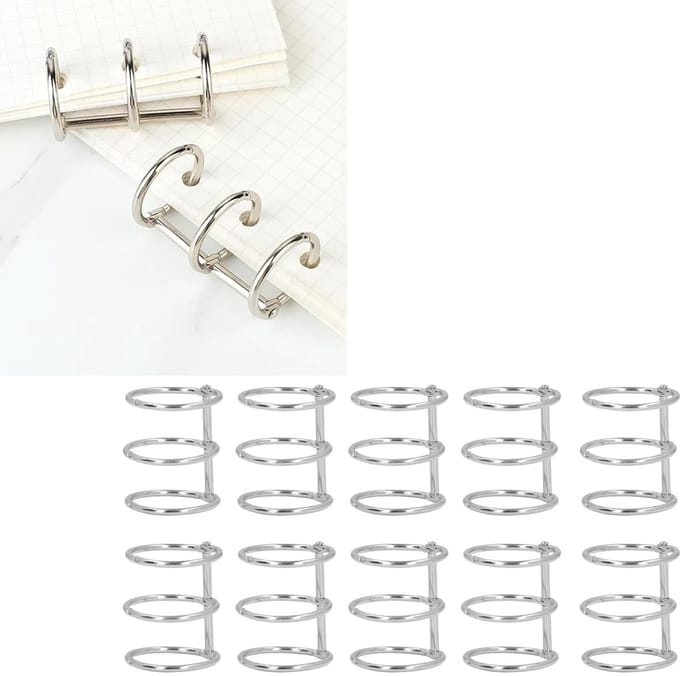 10pcs 3 Metal Rings Loose Sheets Shared Click Book Rings with Hinges for Travel Journal DIY Photo Album Binding Back Combs