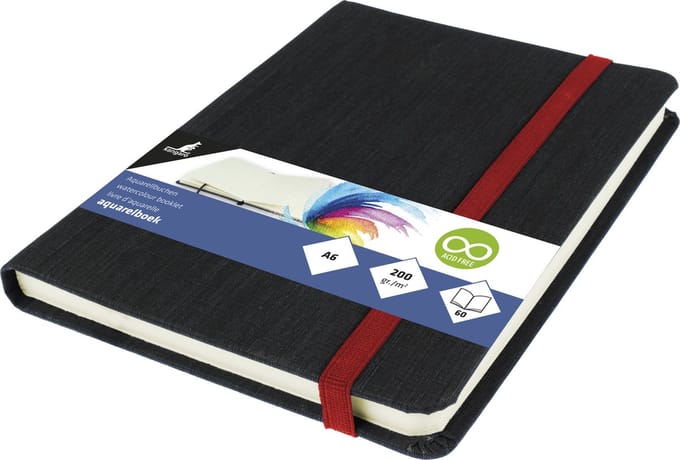 Kangaro aquarelboek - A6 - 30 vel - 200 grams aquarel papier - leeslint - afsluitelastiek - tekenblok