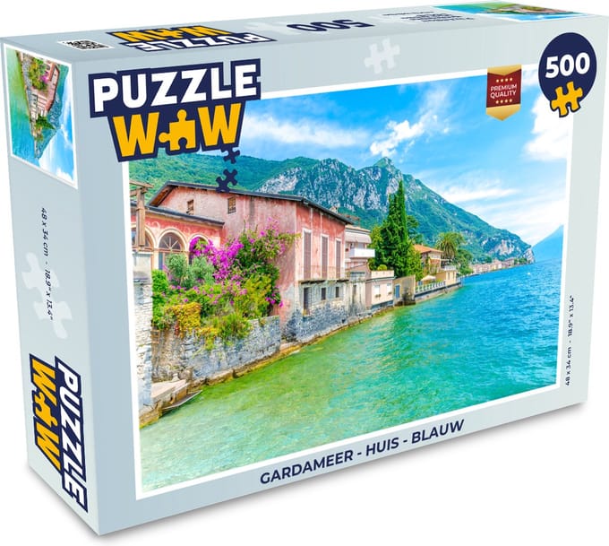Puzzel Gardameer - Huis - Blauw - Legpuzzel - Puzzel 500 stukjes