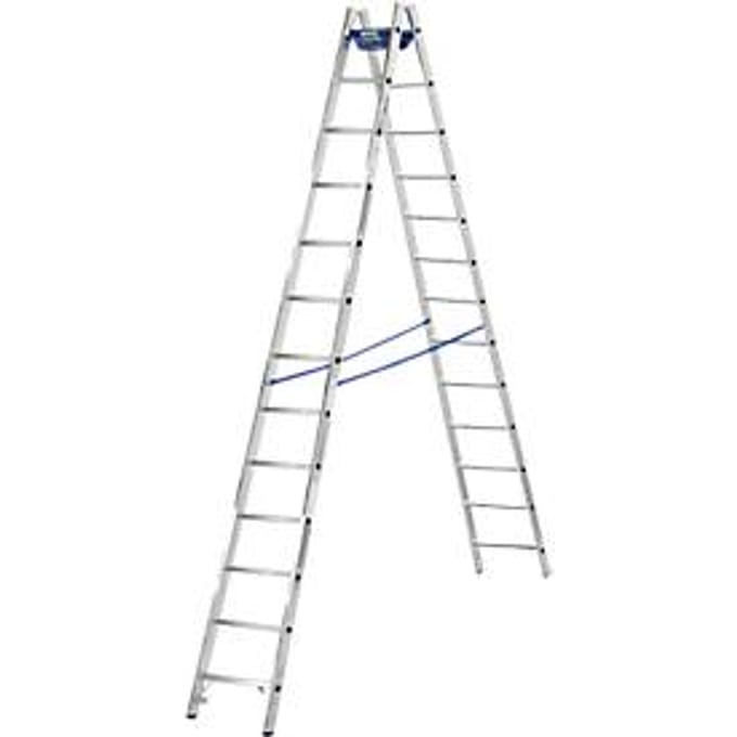 Dubbele trapladder, 2 x 12 sporten, + toolbag GRATIS