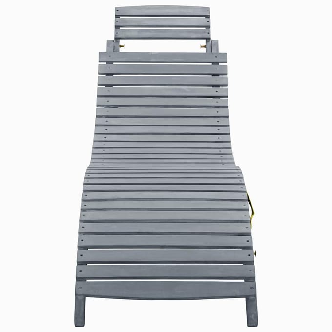 vidaXL - Ligbed - met - kussen - massief - acaciahout - grijs