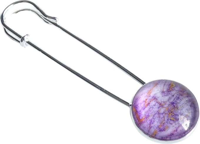 2 Love it Marble Violeta - Sjaalspeld - Vestsluiting - Lengte 8 cm - Paars - Goud