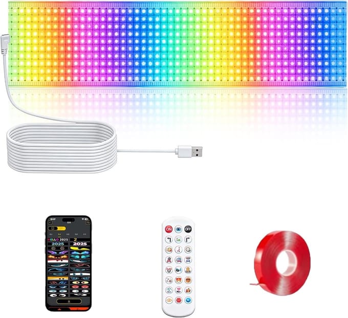 LED Display Bord - Lichtbord Auto - Gepersonaliseerde Verlichting - Bluetooth App Bediening - 40 x 10 cm - Transparant