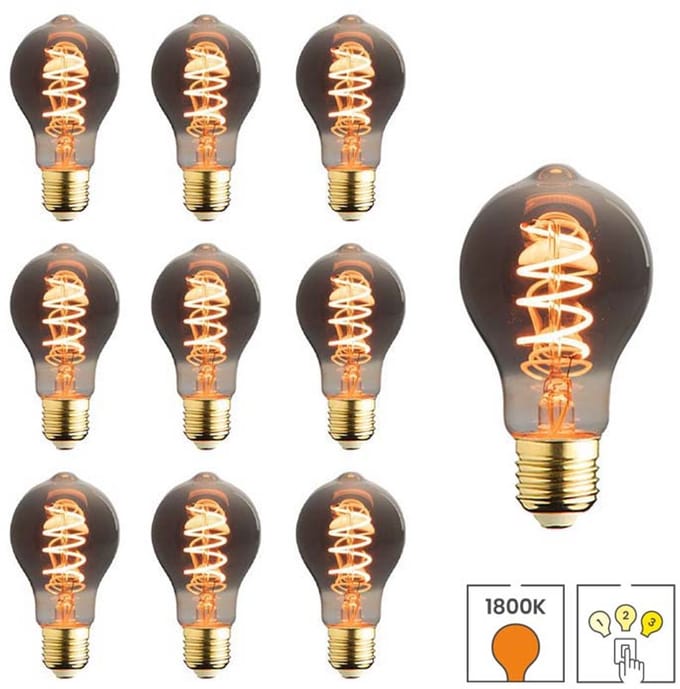 Lybardo - E27 LED Lamp - 10-pack - 3 staps Dimbaar - 5.5W - 1800K Extra Warmwit Licht